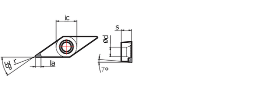 -60 Derajat VC Type PCD Chip Breaker Sisipan Untuk Bahan Non Ferrous